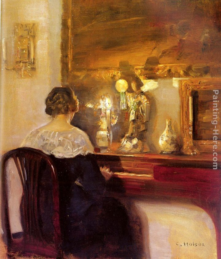 Carl Vilhelm Holsoe A Lady Playing the Spinet